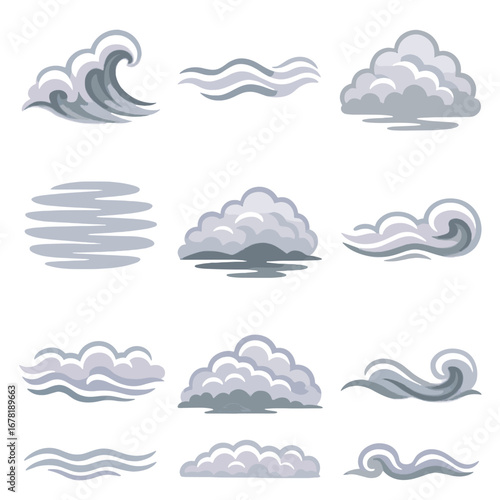 Drift set haze crest over vapor icon rolling fog mist vector