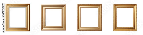 Wallpaper Mural Empty Golden Picture Frame Set, Isolated on White Background Torontodigital.ca