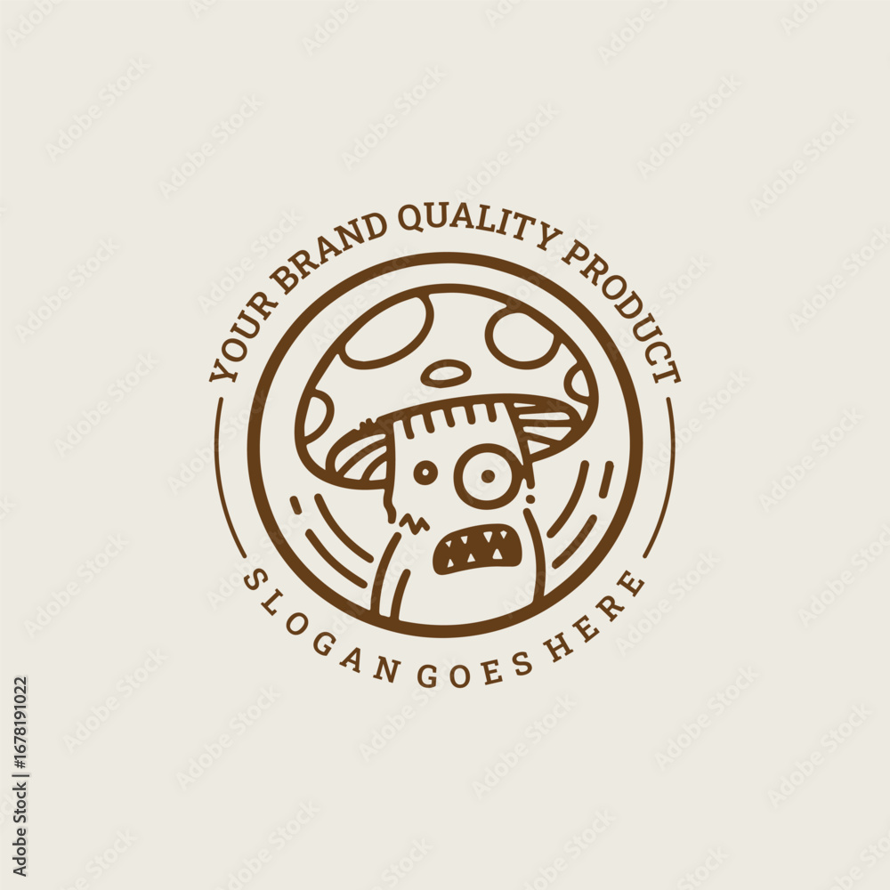 Fototapeta premium Elegant ghost mushroom logo with vintage vibe, showcasing mystery and nature.