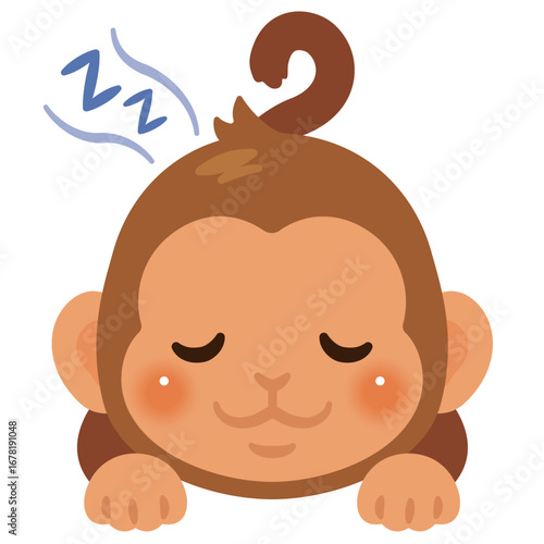 うつ伏せで眠るサルのイラスト