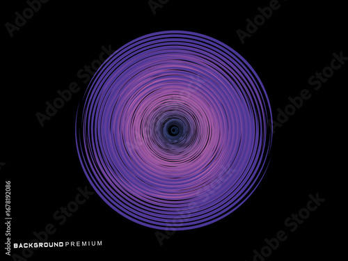 Vector background of rotating elliptical 3D shapes, consisting of a pattern of squares and wavy lines with colorful gradations.	