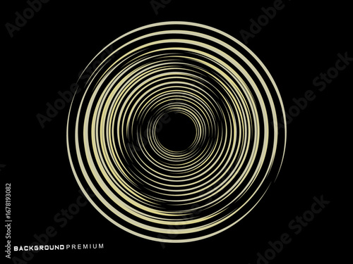 Vector background of rotating elliptical 3D shapes, consisting of a pattern of squares and wavy lines with colorful gradations.	