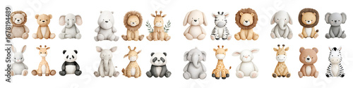 Adorable Watercolor Plushies: Cute Stuffed Animals for Nursery Decor