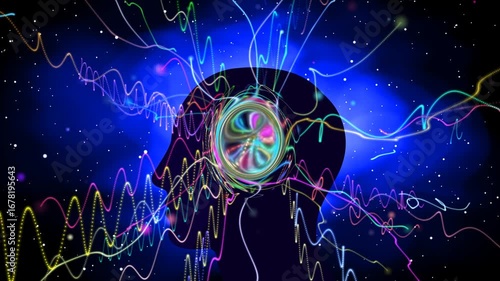 Silhouette of a Person's Head with Particle Effects