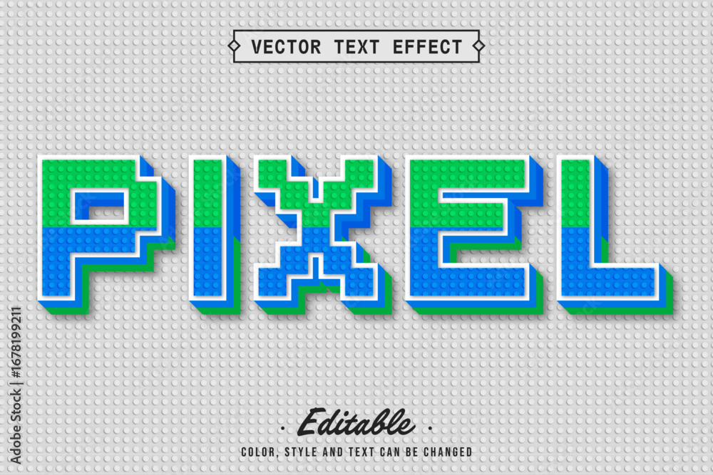 Obraz premium Editable Lego Pixel Block Text Effect Vector
