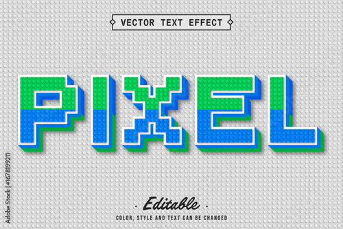 Editable Lego Pixel Block Text Effect Vector