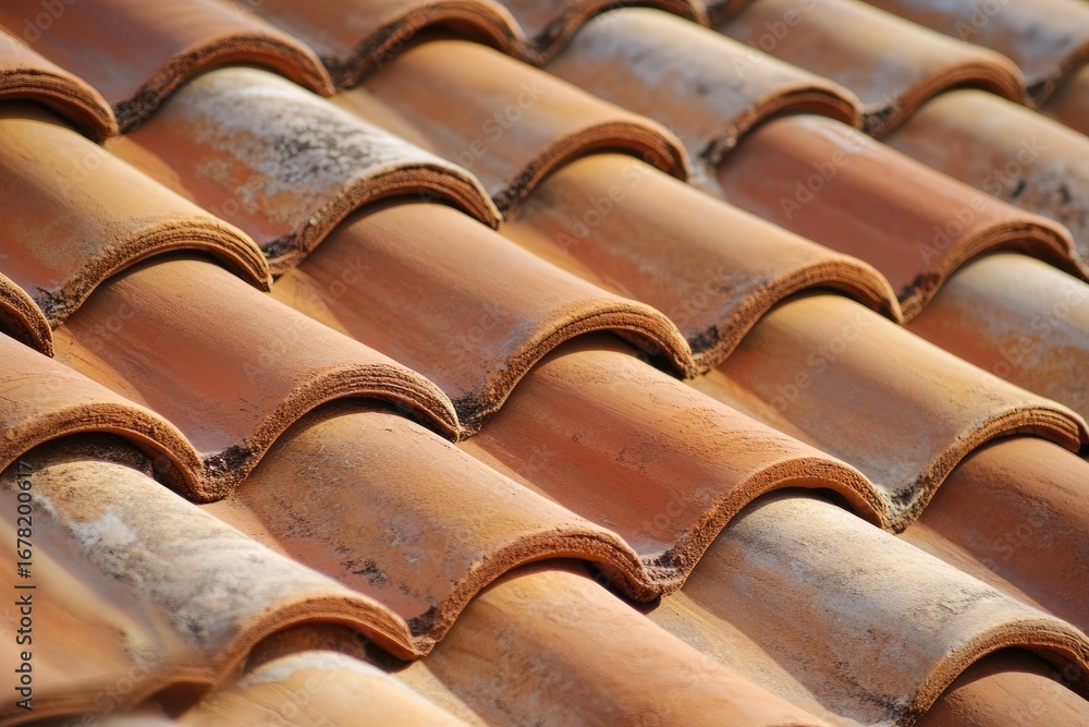 Fototapeta premium Close-up view of terracotta roof tiles.