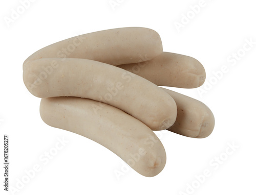 White sausage pile cut out isolated transparent background