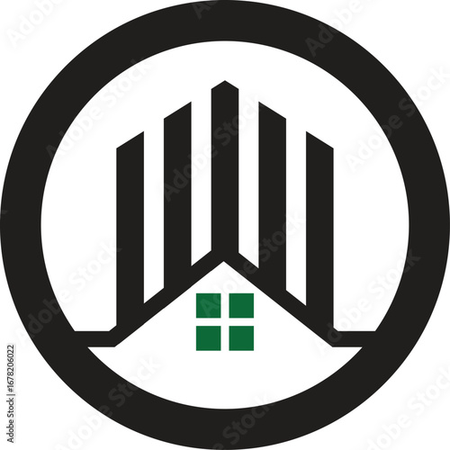 Modern Architecture Logo Abstract Building Icon in a Circle