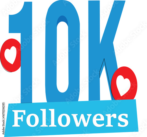 Celebrating 10K followers with red hearts and a blue banner