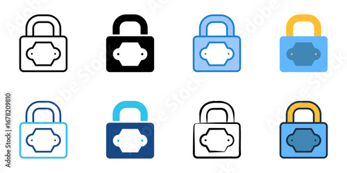 Padlock icon set multiple style collection 
