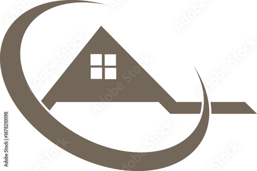 Home Icon with Curve - Real Estate Branding Concept