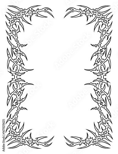 Neo tribal cybersigilsm frame border design for print or flyer
