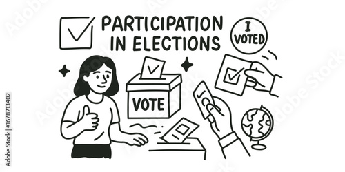 vector illustration participation in elections, voter and voting