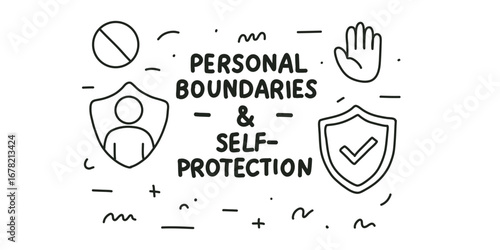 vector illustration concept of personal boundaries and self-protection