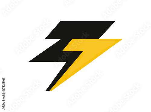 Yellow lightning bolt graphic on black background