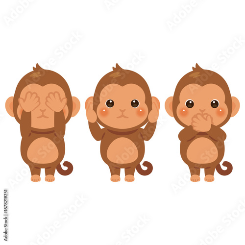 見ざる聞かざる言わざるのイラスト