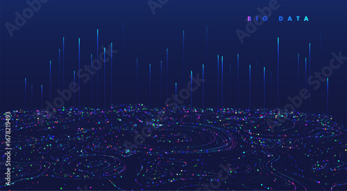 Abstract data transmission visualization. Big data analytics representation. Futuristic network. Graphic concept for your design