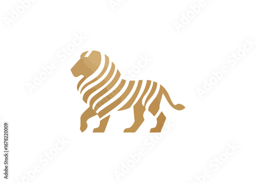 Golden lion logo design illustration wildlife