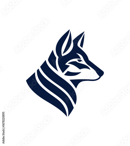 Dark blue stylized canine head silhouette