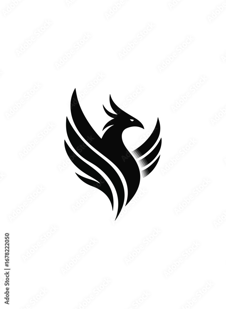 Fototapeta premium Black and white phoenix silhouette