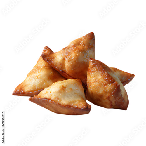 Delicious golden brown samosas, perfect for a snack or appetizer.