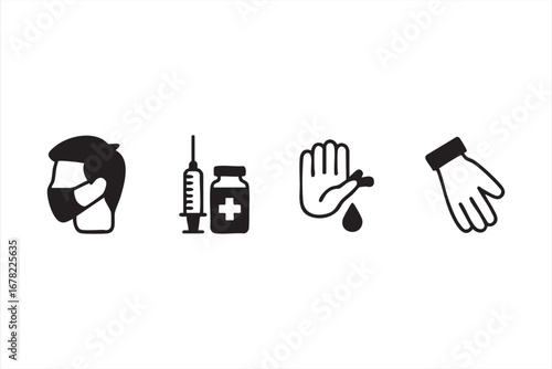 Healthcare protection vector pack with medical prevention icons illustration