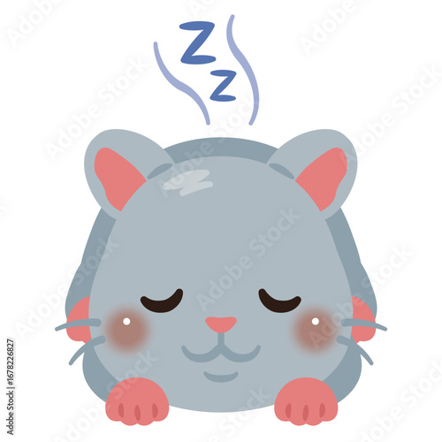 うつ伏せで眠るネズミのイラスト