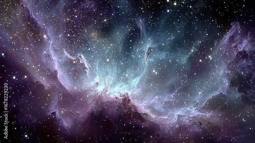 Wallpaper Mural A cosmic nebula with vibrant colors of purple blue and white in space. Torontodigital.ca