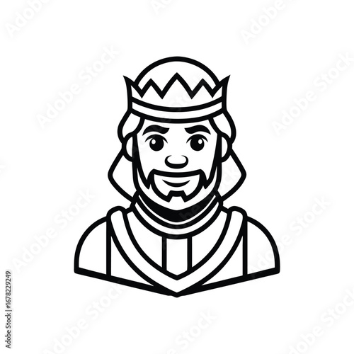 King line art drawing, King line art vector, Royal king line art