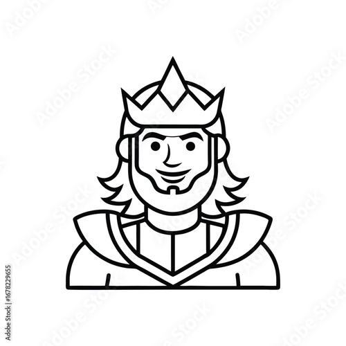 King line art drawing, King line art vector, Royal king line art