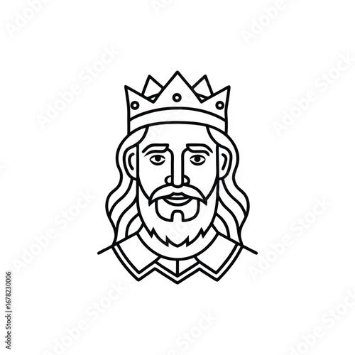 King line art drawing, King line art vector, Royal king line art