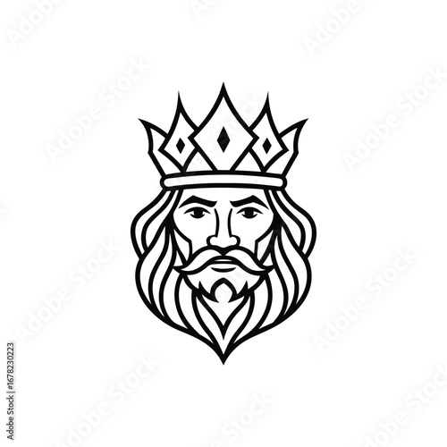 King line art drawing, King line art vector, Royal king line art