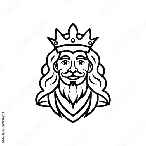 King line art drawing, King line art vector, Royal king line art