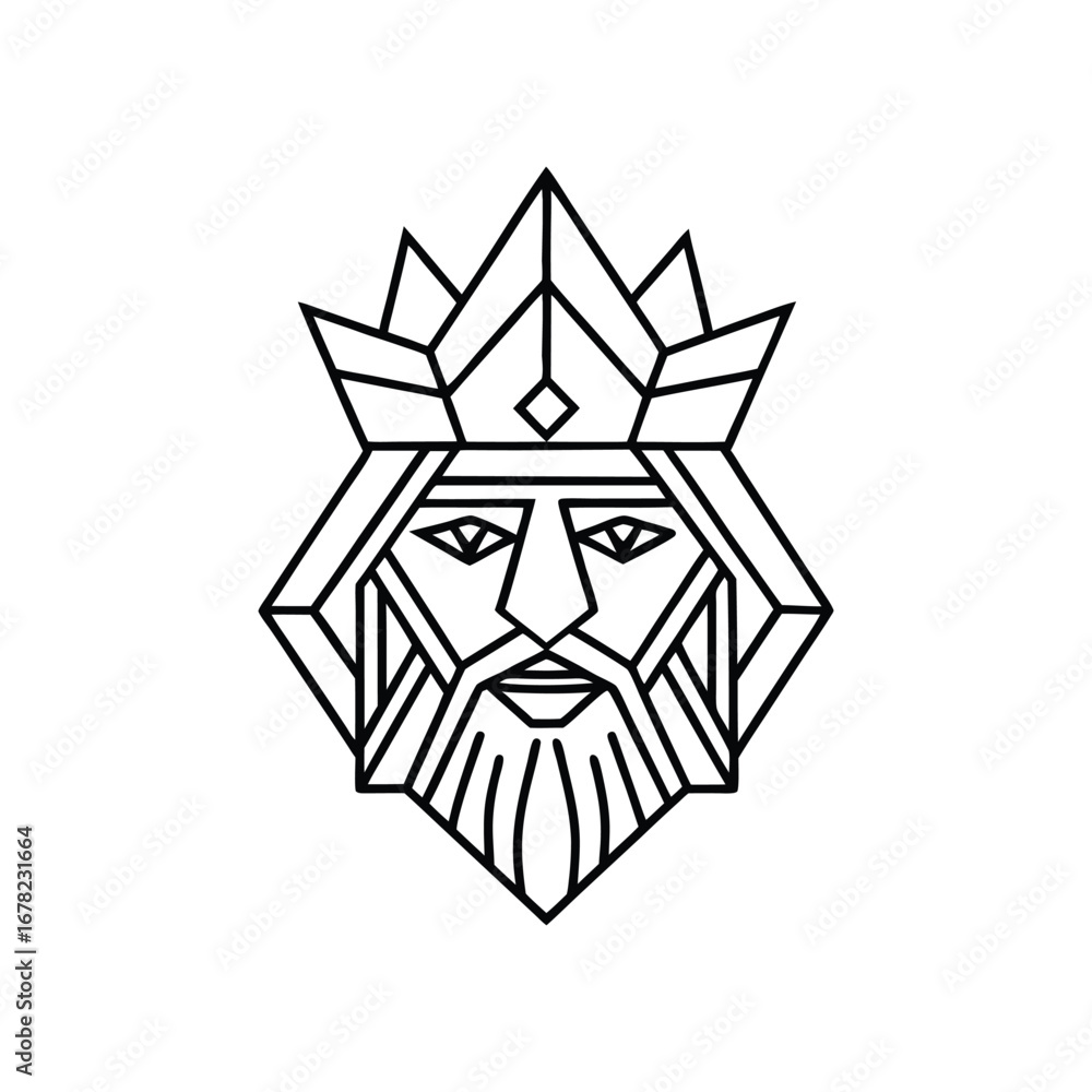 Obraz premium King line art drawing, King line art vector, Royal king line art