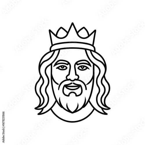 King line art drawing, King line art vector, Royal king line art