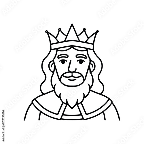 King line art drawing, King line art vector, Royal king line art