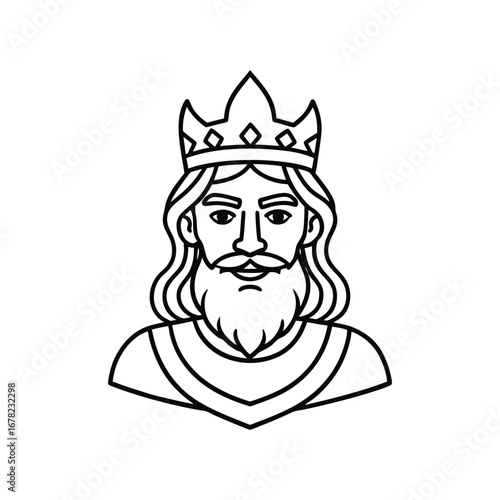King line art drawing, King line art vector, Royal king line art