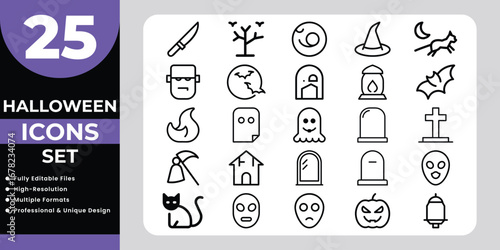 Halloween Icons Set With Creepy Symbols spooky scary