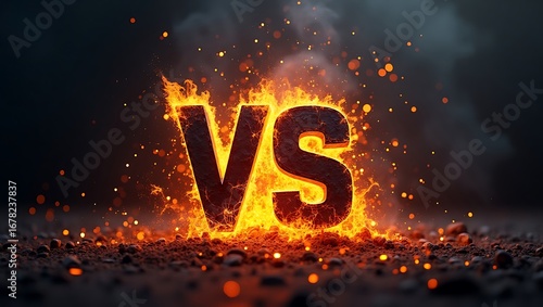 Fiery 'vs' Composition: Intense Confrontation Symbolism with Flames