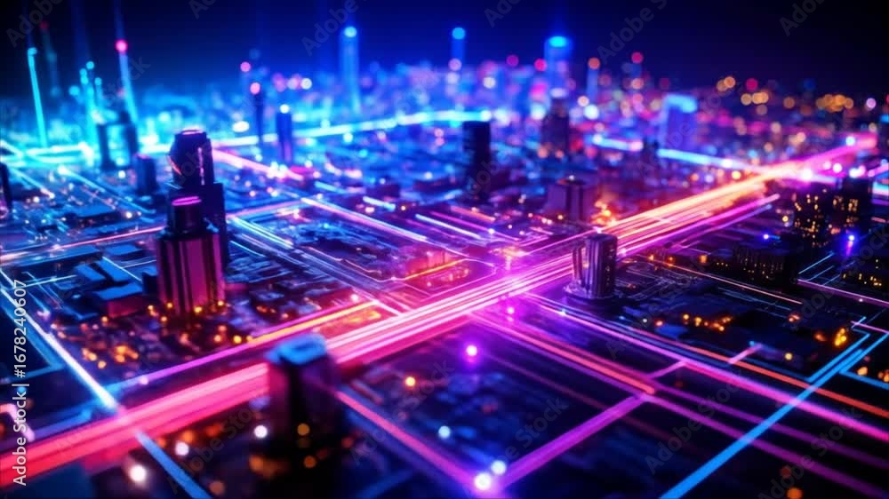 custom made wallpaper toronto digitalFuturistic city circuit board