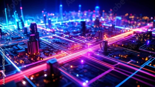 Wallpaper Mural Futuristic city circuit board Torontodigital.ca