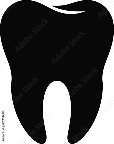 Black molar tooth silhouette dental hygiene