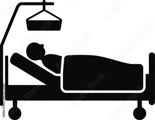 Patient resting in hospital bed with medical equipment