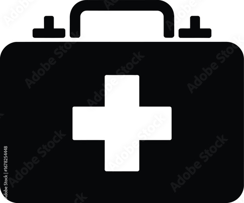 Black medical bag with white cross first aid kit cross symbol