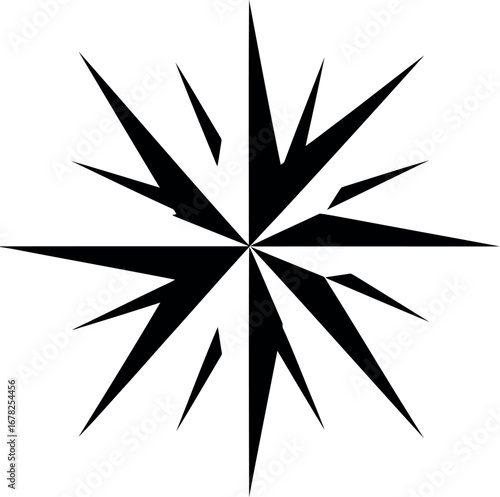 Vector vector art of black starburst shape transparent background