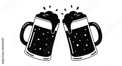Two Beer Steins Toasting Cheers Celebration