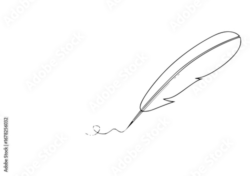 Elegant quill pen with swirling ink trail evokes classic writing and artistic inspiration