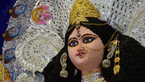 Photography Close-up of Goddess Jagadhatri's Divine Face | Stock Photos & Pictures | HD Qual