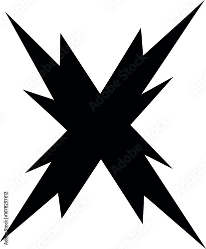 Vector vector art of black abstract starburst or asterisk shape transparent background